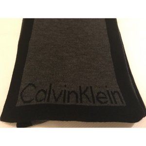 Calvin Klein Women Men Scarf Reversible  Black Gray